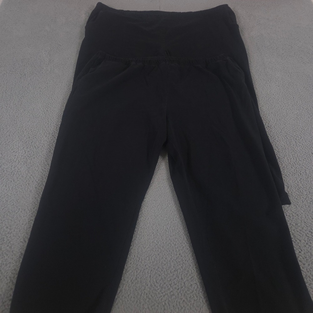 LOT OF 2 L.L. Bean Pants Women 3X Black Straight Leg Cotton Lycra Elastic Waist